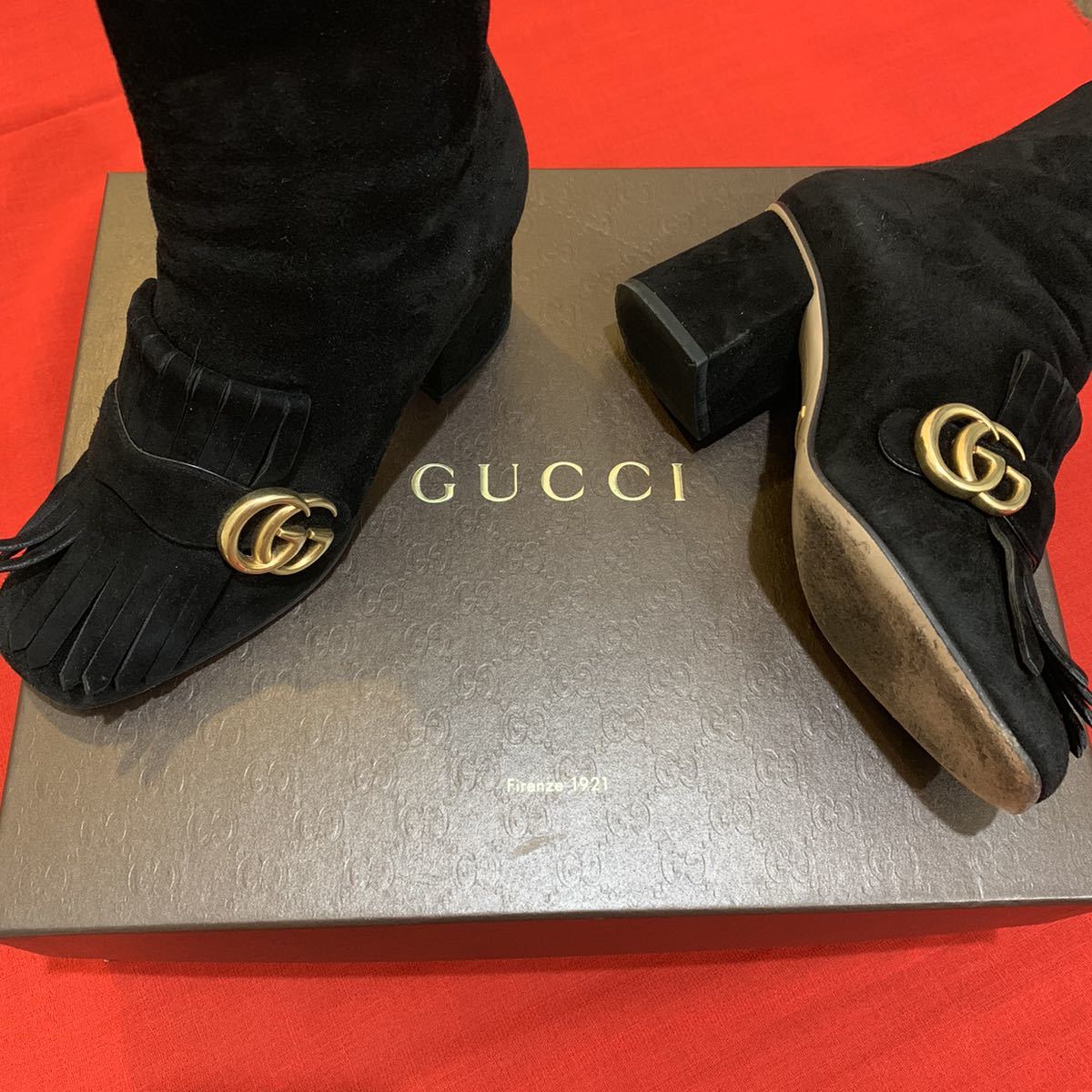 ショートブーツ 36.5 GUCCI 黒 スエード 元箱 美品中古_画像2