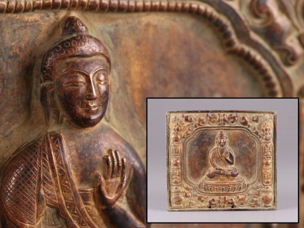 中国古玩 唐物 仏教美術 古銅造 板仏 仏像 古作 時代物 極上品 初だし品 164