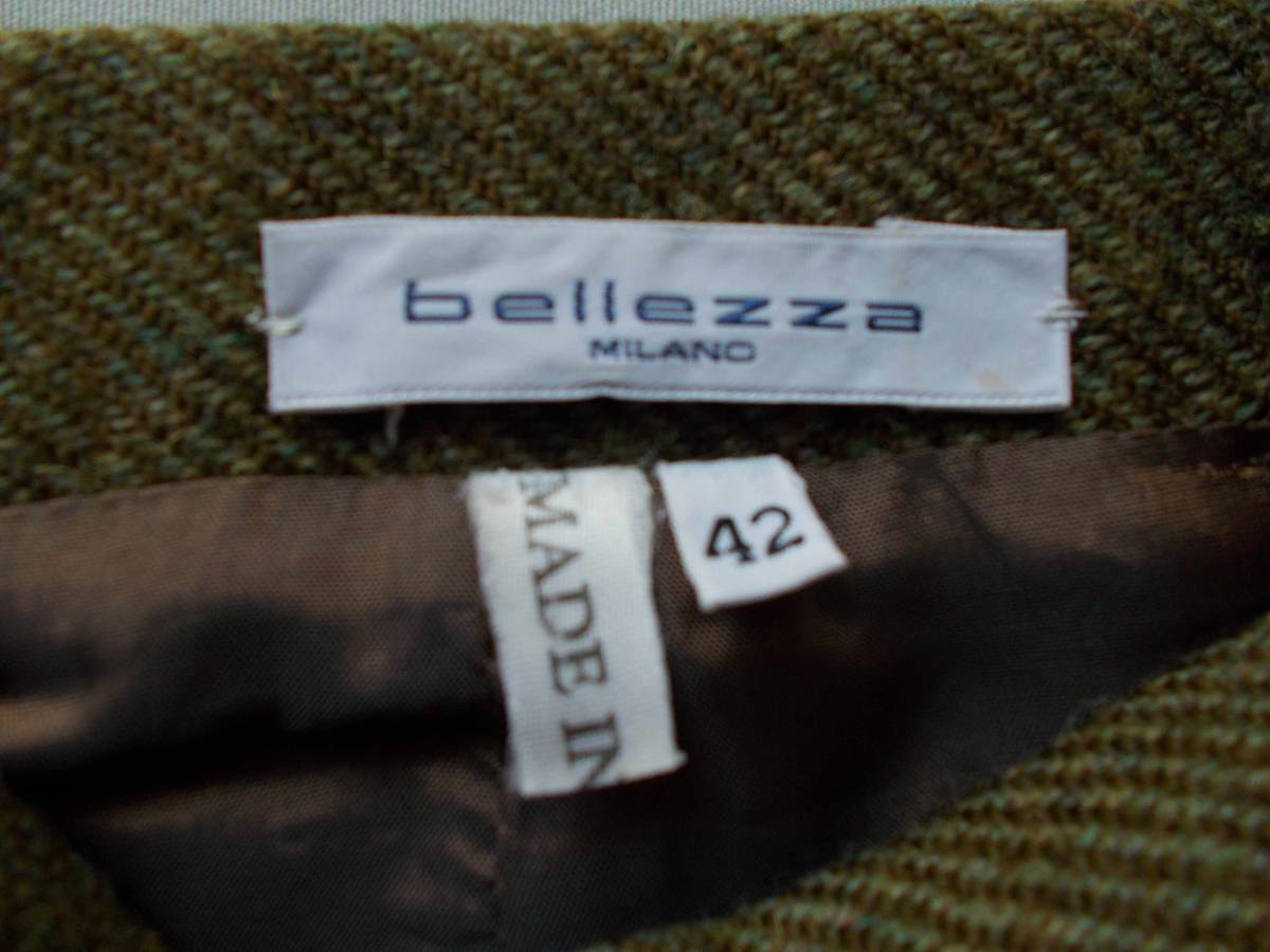 イタリア製　bellezza　ベレッツァ　レディース　タイト　スカート　ひざ丈　モスグリーン系　Lサイズ_画像8