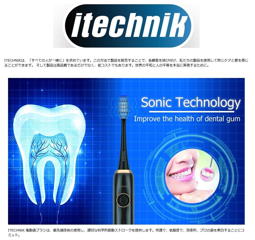 電動 歯ブラシ ソニック 音波 5段階モード 低騒音振動 IPX7防水