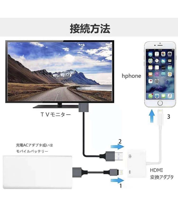 iPhone HDMI 変換アダプタ　ipad hdmi変換 アダプタ　iPhonehdmi変換ケーブル