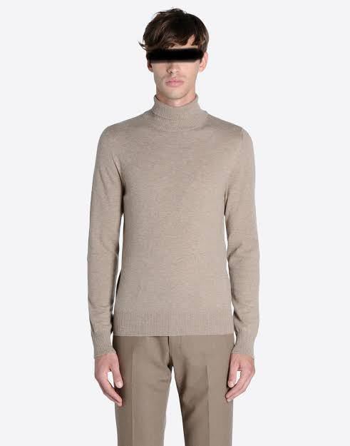 新品Maison Margielaウール タートルネック レザー エルボーパッチ付き