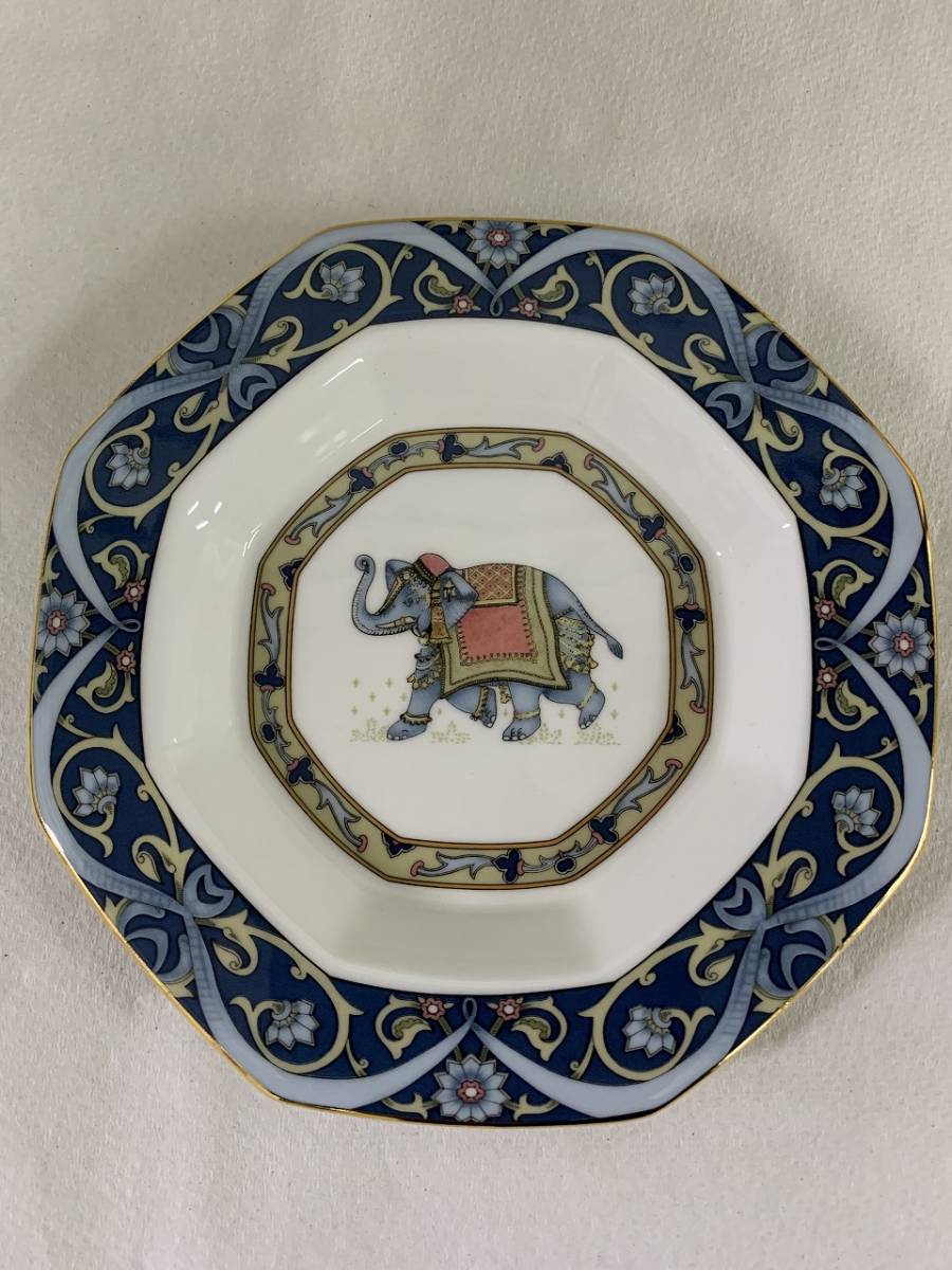 WEDGWOOD ウェッジウッド BLUE ELEPHANT ブルーエレファント 八角プレート 小皿 金彩 絵皿 飾皿 小物入れ トレイ