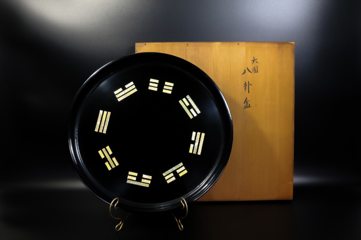 蔵c9404】茶道具 螺鈿細工 八卦盆 煎茶盆 丸盆-