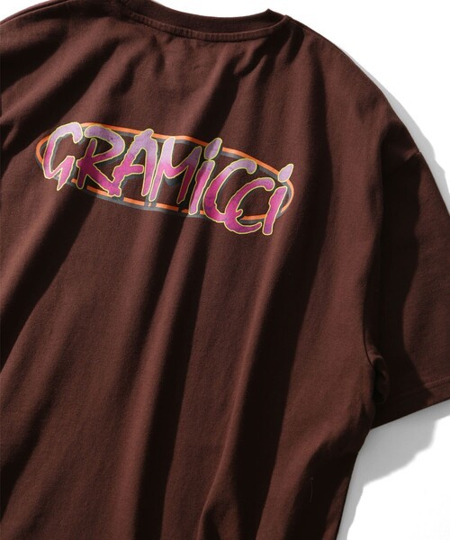 GRAMICCI×FREAK'S STORE グラミチ 別注ビッグシルエット バックプリント 半袖Tシャツ Sサイズ グラミチ ブラウン