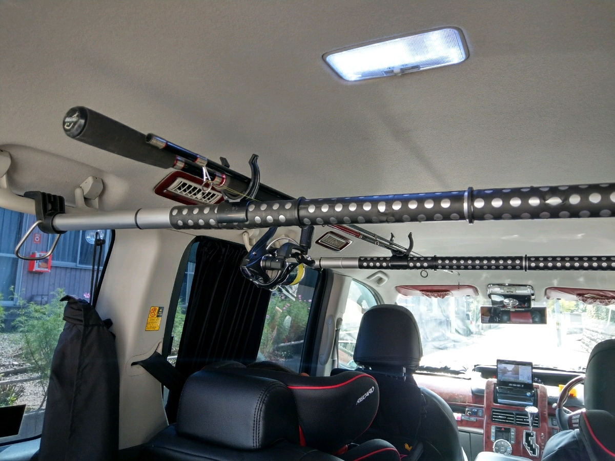 ☆車内バー用ロッドホルダークリップ☆黒8個セット(滑り止め付き