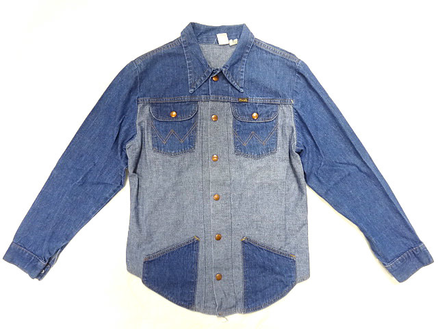 【 開梱 設置?無料 】 ビンテージ WRANGLER ラングラー 希少 70S 2トーン インディゴ デニム シャツ ジャケット 4 ポケット サイズ L スナップ ボタン 色落ち 珍 ジージャン 【 開梱 設置?無料 】 ビンテージ WRANGLER ラングラー 希少 70S 2トーン インディゴ デニム シャツ ジャケット 4 ポケット サイズ L スナップ ボタン 色落ち 珍 ジージャン
