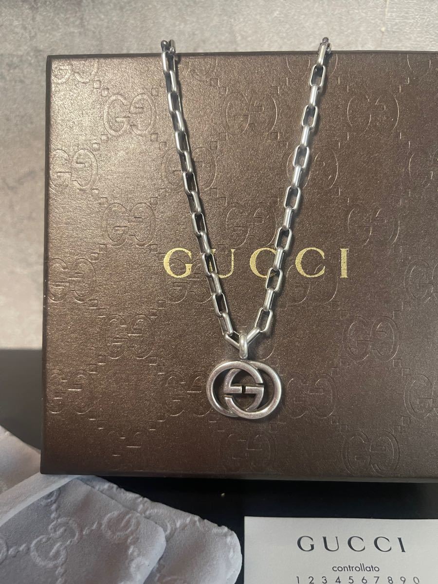 GUCCI グッチ シルバー インターロッキング ネックレス 中古 美品