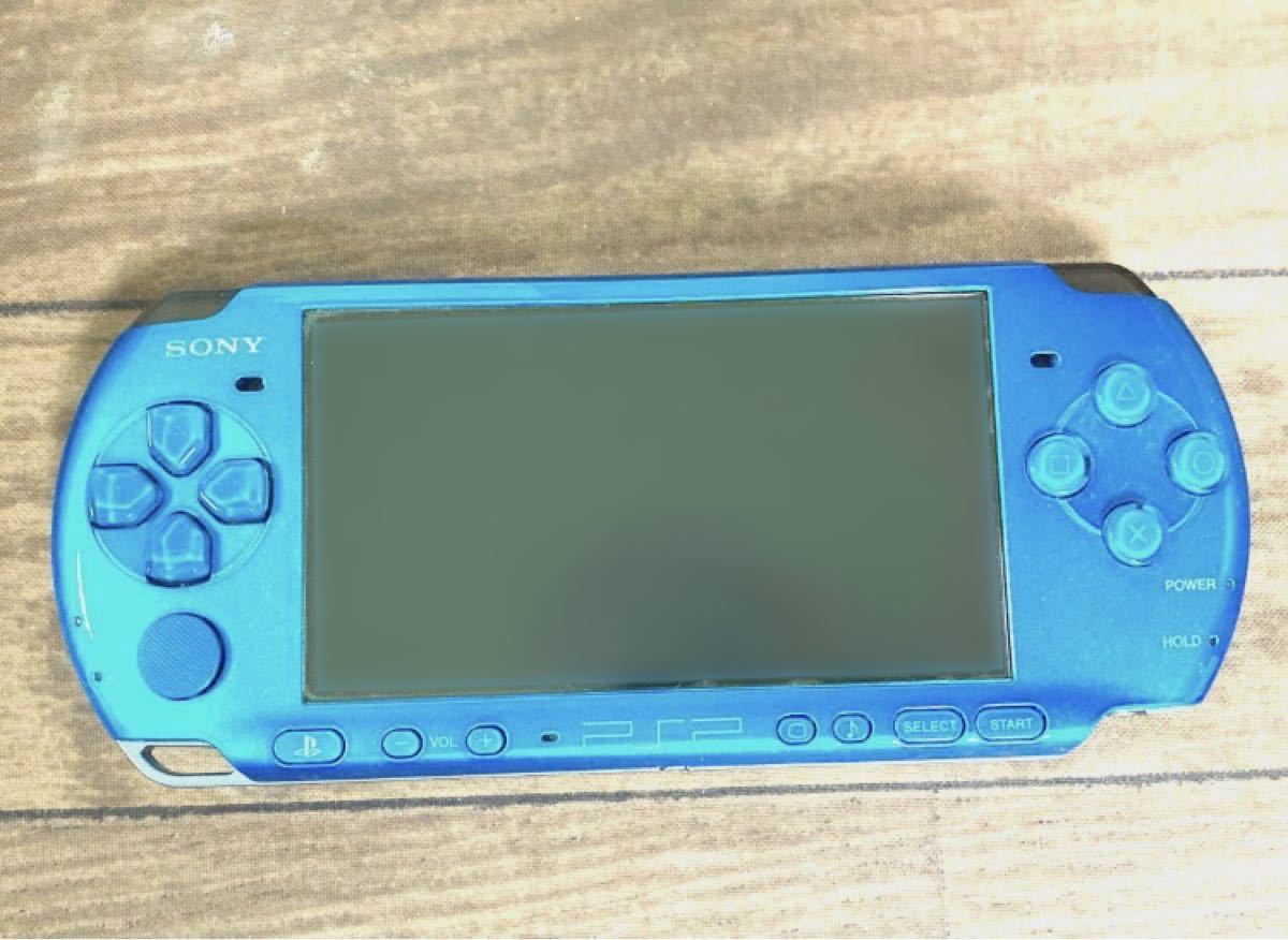 SONY PSP-3000VB（バイブラント・ブルー）周辺機器 + ソフト4種(ケース同梱書類付)ジャンク品