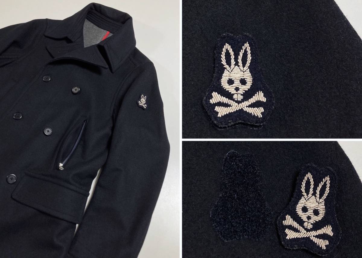 Psycho Bunny サイコバニー Pコート ネイビー 日本製 ピーコート アウター ジャケット 購入特典付 Psycho Bunny M ジャケット 中綿 ビックプリント バニー サイコ その他