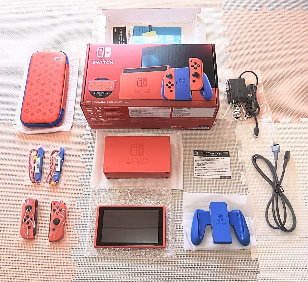 美品】バッテリー長持ち Switch マリオレッド 本体 液晶 限定ケース付き-