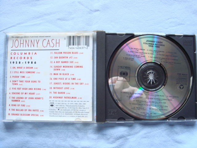 CD【JOHNNY CASH（ジョニー・キャッシュ）★COLUMBIA RECORDS1958-1986】正規輸入盤全20曲（個人所有品）