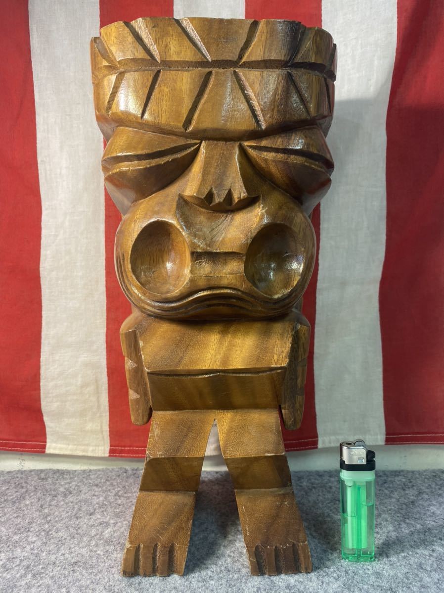ハワイ製 ビンテージ 大きなの置物 1 ティキ 木彫り 大型 巨大