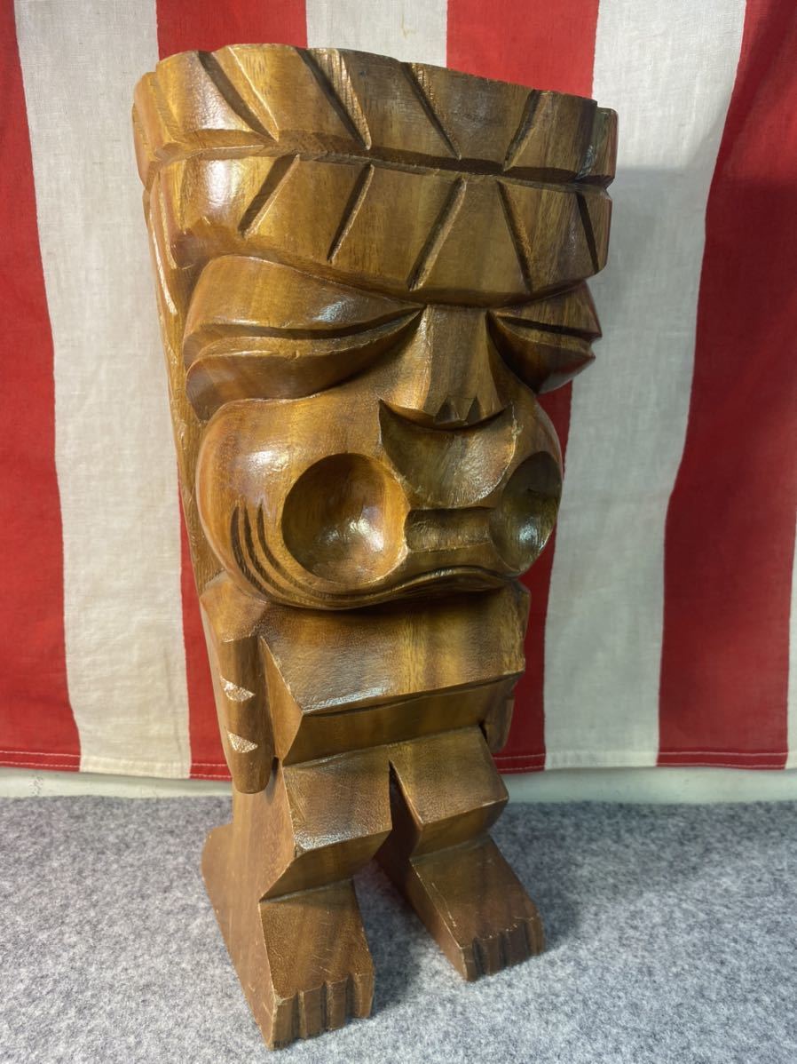 ハワイ製 ビンテージ 大きなTIKIの置物 ティキ 木彫り 大型 巨大 hot rod ハワイアン