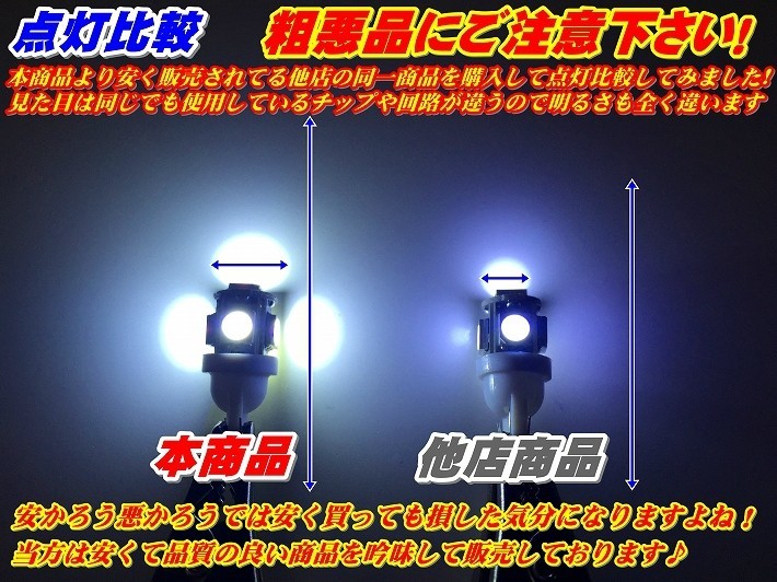 T10 LED ポジションランプ 車幅灯 車種別設定 ランドクルーザー60 FJ62 S62.08～H02.01 用5050SMD 5連 6500K スーパーホワイト_画像3