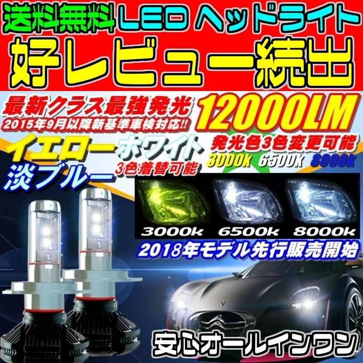 送料無料 X エルグランド E50 H12.08～H14.05 HB4 12000LM 3色着替可能 車検対応6500k 8000LM_画像2