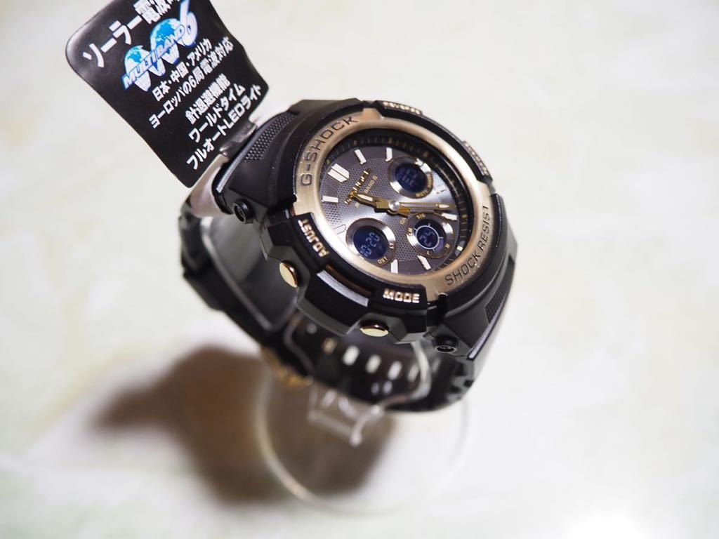3-59 未使用 国内 廃盤 CASIO カシオ G-SHOCK Gショック 電波 タフソーラー AWG-M100SBG-1JF ブラック ゴールド アナデジ  腕時計