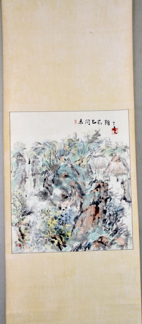 【真作】【異色作家】小林雲道人「木間已前錯」 掛軸 日本画 紙本 墨彩 書家 小林東五の父 「平安住」押印 y91608673_画像3