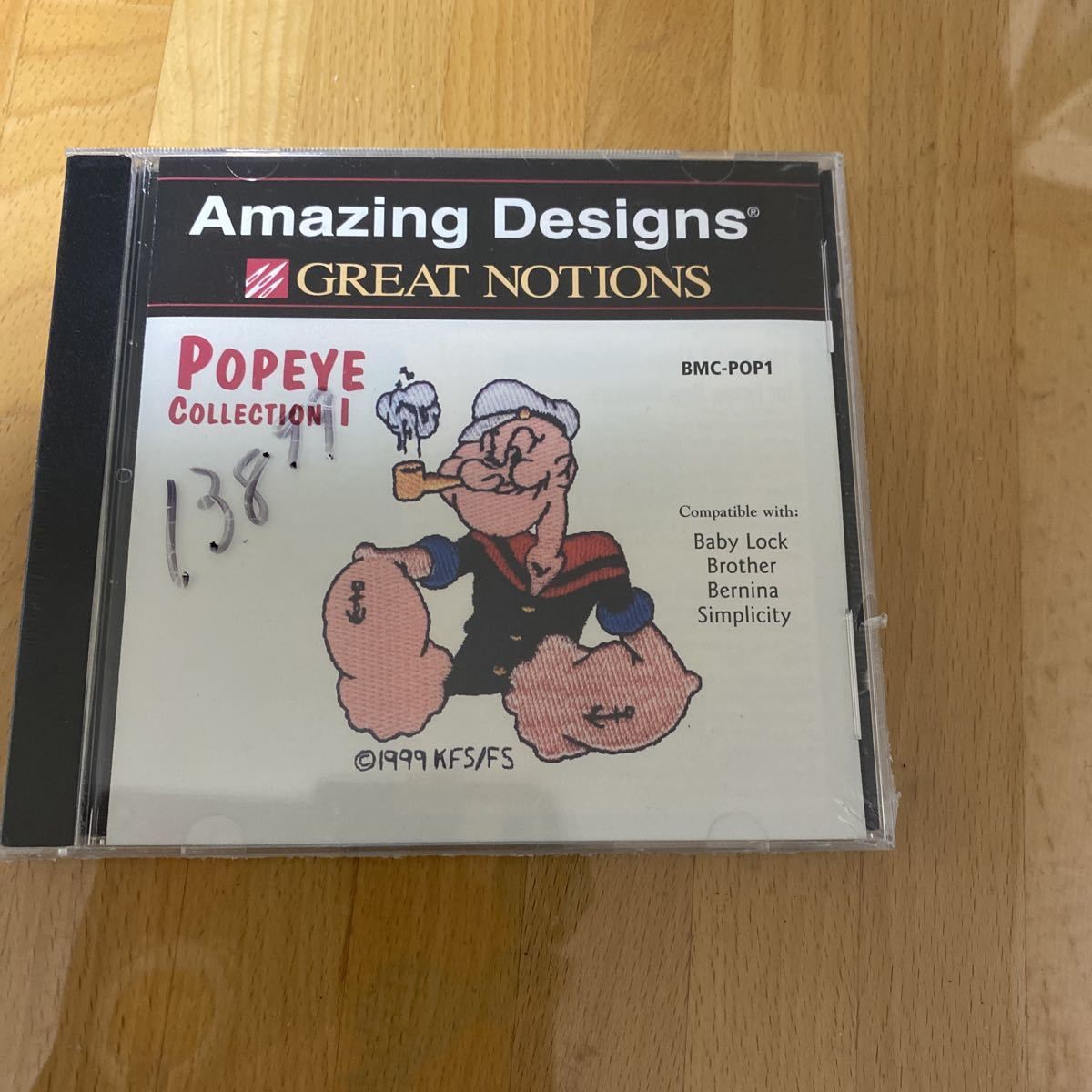 ブラザーミシンで使用可能の刺しゅうカード 新品未開封のPopeye ポパイ の刺繍カードです。