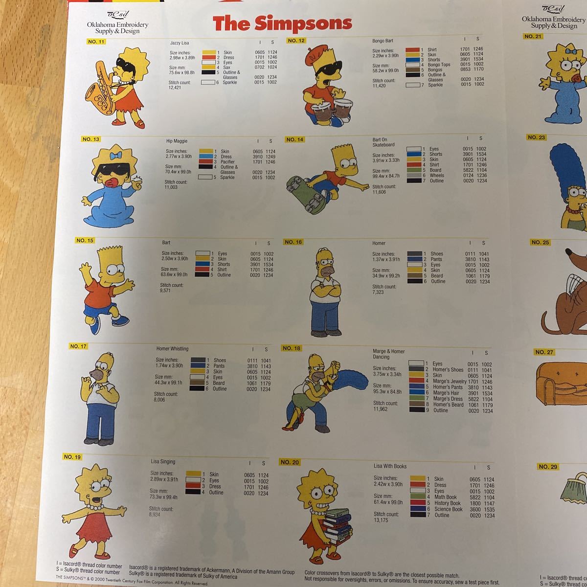 ブラザーミシンで使用可能の刺しゅうカード 中古 the Simpsons シンプソンの刺繍カードです。_画像4