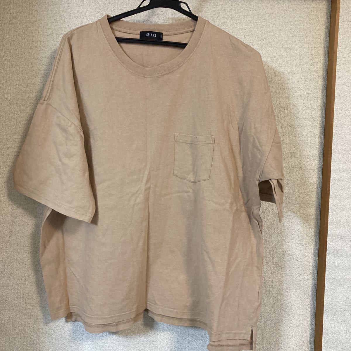 メンズ　半袖　Tシャツ ポケット付き　SPINNS Ｌサイズ ベージュ_画像1