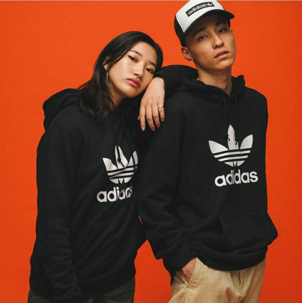 【新品・即決・送料無料】adidas originals アディダス トレフォイル パーカー HOODIE フーディー ビッグロゴ スウェットパーカー 黒 M