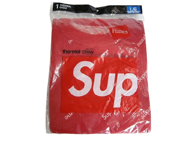 L■2020AW■Supremeシュプリーム■Hanes Thermal Crewヘインズサーマルクルーネック 1pack/一枚/総柄/ロンTEE/LS/長袖Tシャツ/スウェット赤