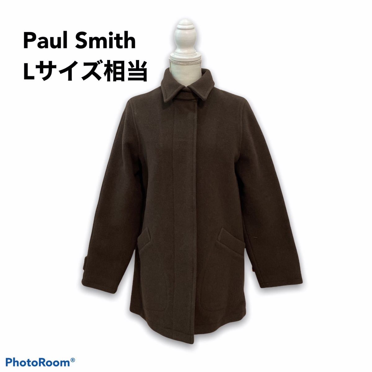 ポールスミス ロングコート ウール 毛 アースカラー 茶色 大きいサイズ 40 Lサイズ相当 Paul Smith jeans ブラウン ウール100%