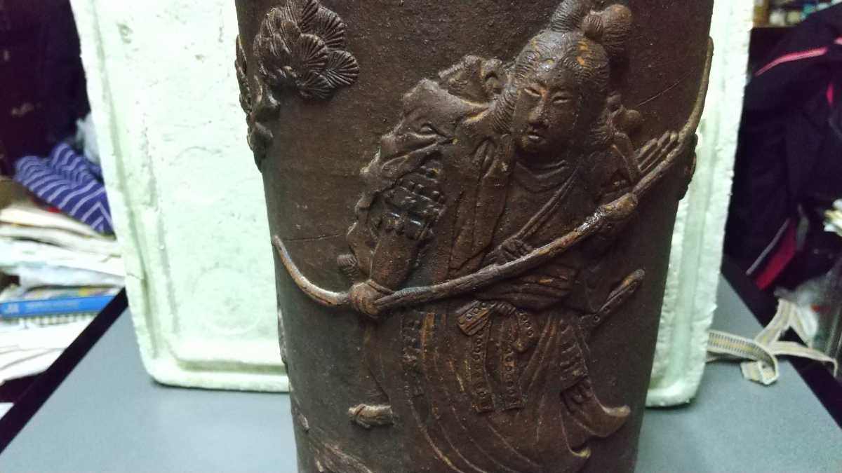 旧家買い取り品 中国 古玩 作 中国美術 花瓶 壺 古い 高さ34cmカケあり_画像7