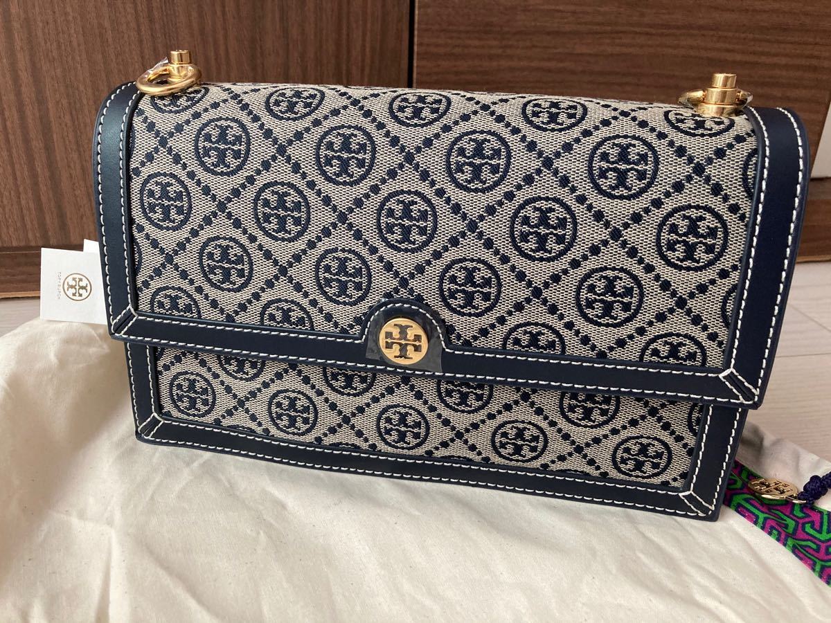 新品 トリーバーチ Tモノグラム ジャカード ショルダーバッグ 肩掛け