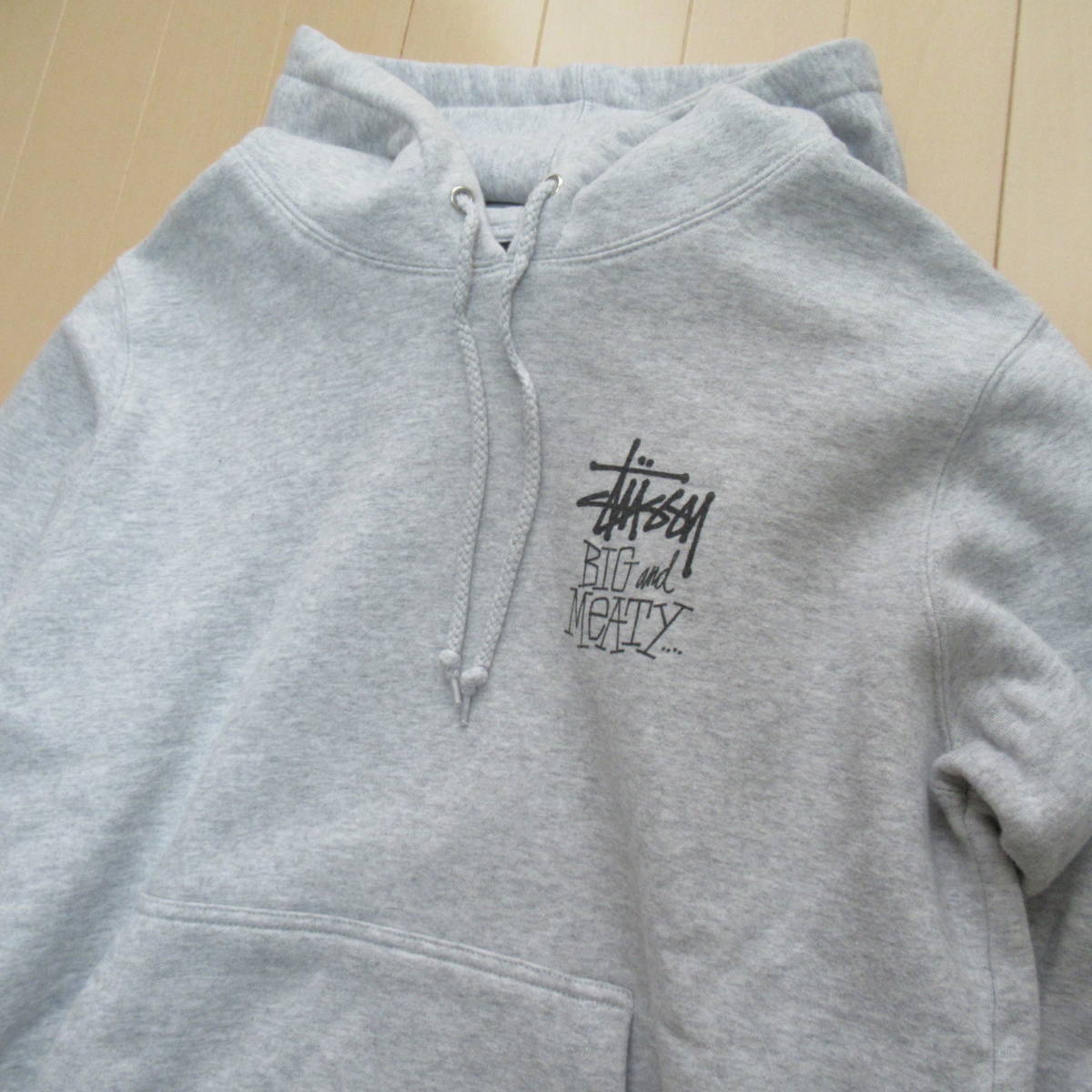 ★即決送込★ STUSSY パーカー T-REX big and meaty 恐竜 ティラノサウルス hoodie ステューシー l m xl グレー  old skate フード sweat