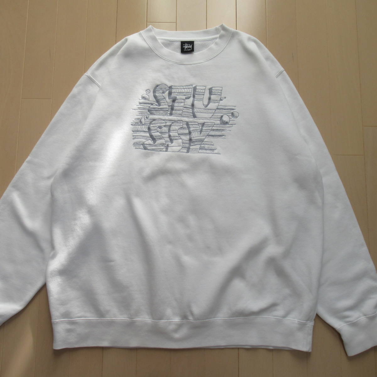 即決送込 XL USA製 STUSSY ステューシートレーナー スウェット sweat l m ビッグシルエット ふるじょ 古着女子 ニュービンテージ 白