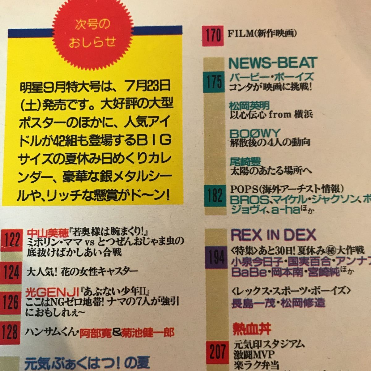 B337 明星　1988.8 昭和63年8月1日発行 夏休みスーパー企画あなたがズバリインタビューする　破れ折れ傷み有り_画像4