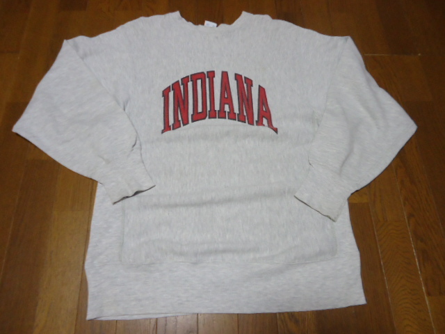 ビンテージ/INDIANAインディアナ大学/刺繍タグ/USA/染込み/90s/チャンピオンChampion/リバースウィーブ/スウェット/トレーナー/グレー