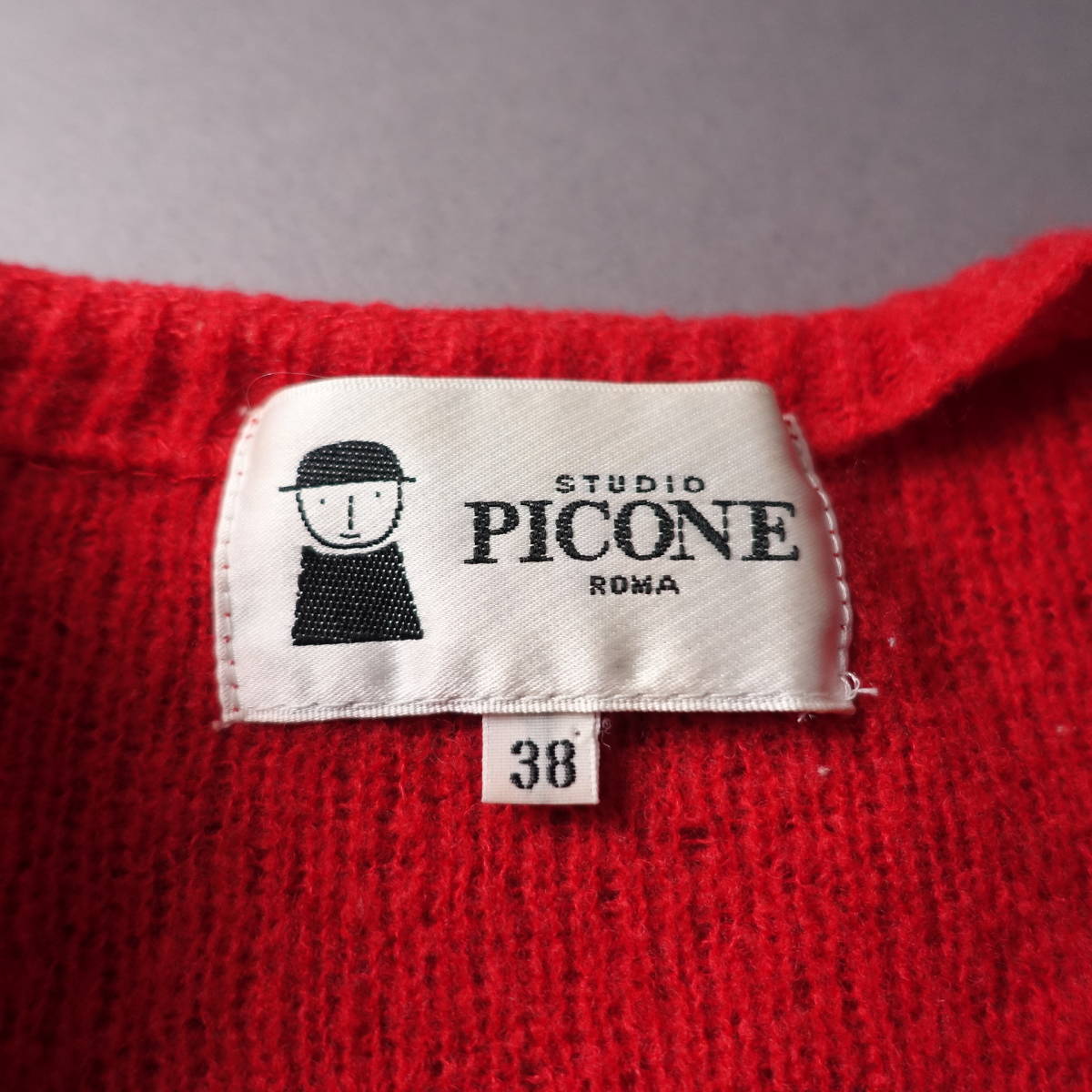 STUDIO PICONE　ROMA/ピッコーネ/38/日本製/ウール混/フロントチャックセーター/レッド赤（M～L相当）_画像3