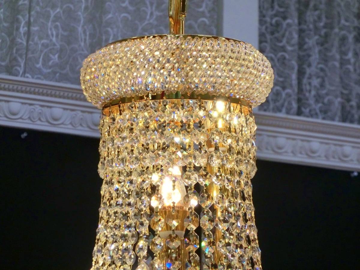 1 point limit crystal en pie ya chandelier Gold 11 light W48cm H63cm LED4W lamp attaching reality goods 