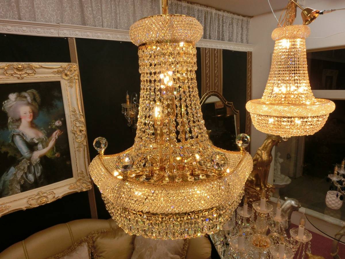1 point limit crystal en pie ya chandelier Gold 11 light W48cm H63cm LED4W lamp attaching reality goods 