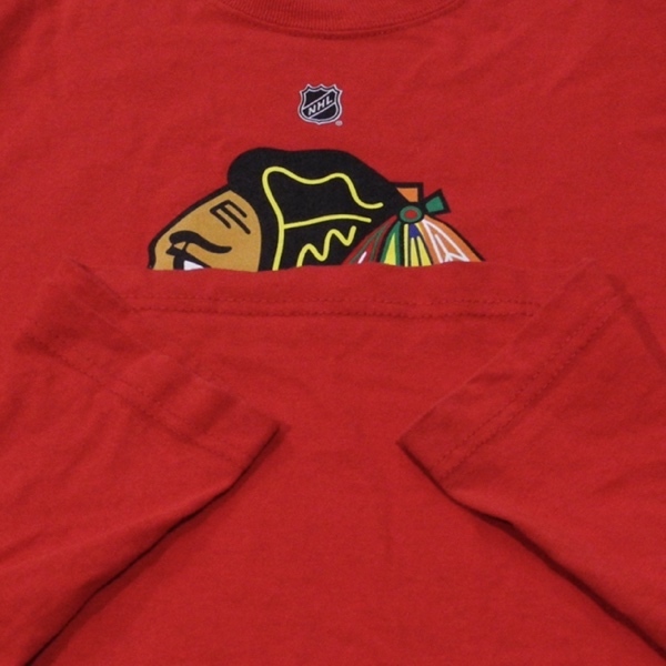 NHL Chicago Blackhawks シカゴ ブラックホークス リーボック オフィシャル ロゴ Tシャツ 赤 M 美品_画像7