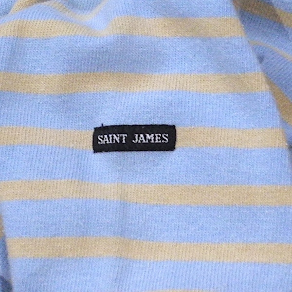 SAINT JAMES セントジェームズ 90's フランス製 ビンテージ ボーダー バスクシャツ カットソー 長袖Tシャツ ロンT 水色 ベージュ S サイズ_画像5