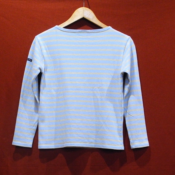 SAINT JAMES セントジェームズ 90's フランス製 ビンテージ ボーダー バスクシャツ カットソー 長袖Tシャツ ロンT 水色 ベージュ S サイズ_画像2