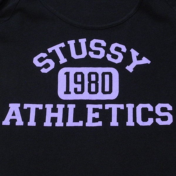 STUSSY ステューシー カレッジ ロゴ デザイン ラグラン 7分袖 Tシャツ 長袖 ロンT 黒 / 紫 M サイズ_画像5