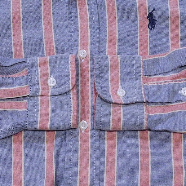 ラルフローレン 80's ～ 90's USA製 ロゴ ストライプ 長袖シャツ クラシックシャツ ドレスシャツ ボーイス ガールズ 150 ～ 160 M 美品_画像6
