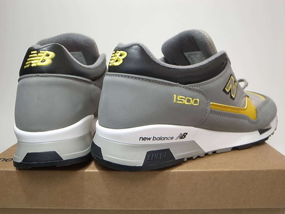 [ free shipping prompt decision ] not yet sale in Japan NEW BALANCE UK made M1500GGY 24.5cm US6.5 new goods BRINGBACK limitation all leather reissue color GRAY gray x yellow Britain made 