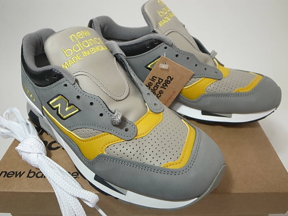 [ free shipping prompt decision ] not yet sale in Japan NEW BALANCE UK made M1500GGY 24.5cm US6.5 new goods BRINGBACK limitation all leather reissue color GRAY gray x yellow Britain made 