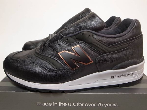 [ free shipping prompt decision ]NEW BALANCE USA made M997PAF 23cm US5 new goods HORWEEN American horn wing company manufactured all leather wood grain black type pushed . natural leather America made 