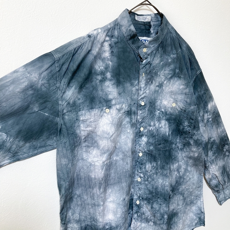 メンズ服タイダイ柄長袖シャツL 古着屋 モード系 グレー まだら メンズ服タイダイ柄長袖シャツL 古着屋 モード系 グレー まだら