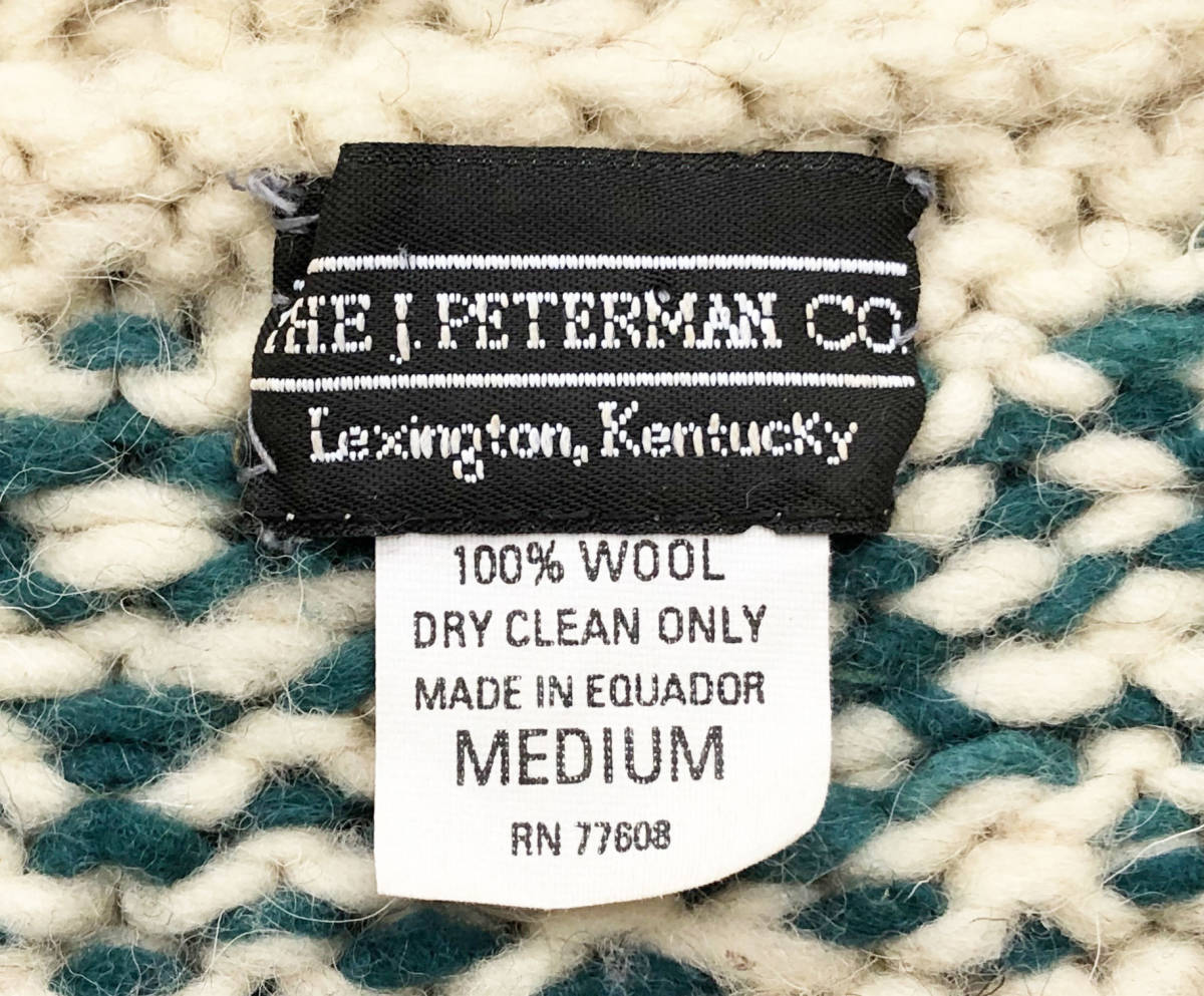 [80\'s Vintage /eka доллар производства ]THE J.PETERMAN CO/neitib общий рисунок застежка с планкой вязаный свитер /XL соответствует /hipi-/ ручной вязки (jt-2110-6)