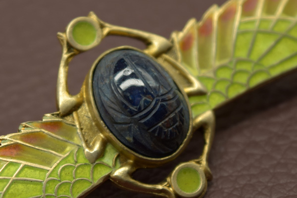  antique silver enamel lapis lazuli ska labe brooch 
