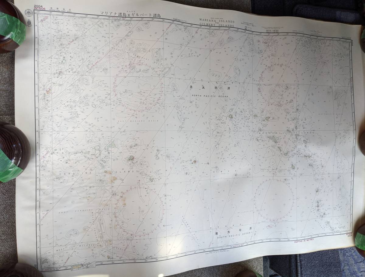 珍品　海図　海上保安庁編集　マリアナ諸島至ギルバート諸島　第2004号　昭和52年発行　資料　安全保障　地図　レア_画像1