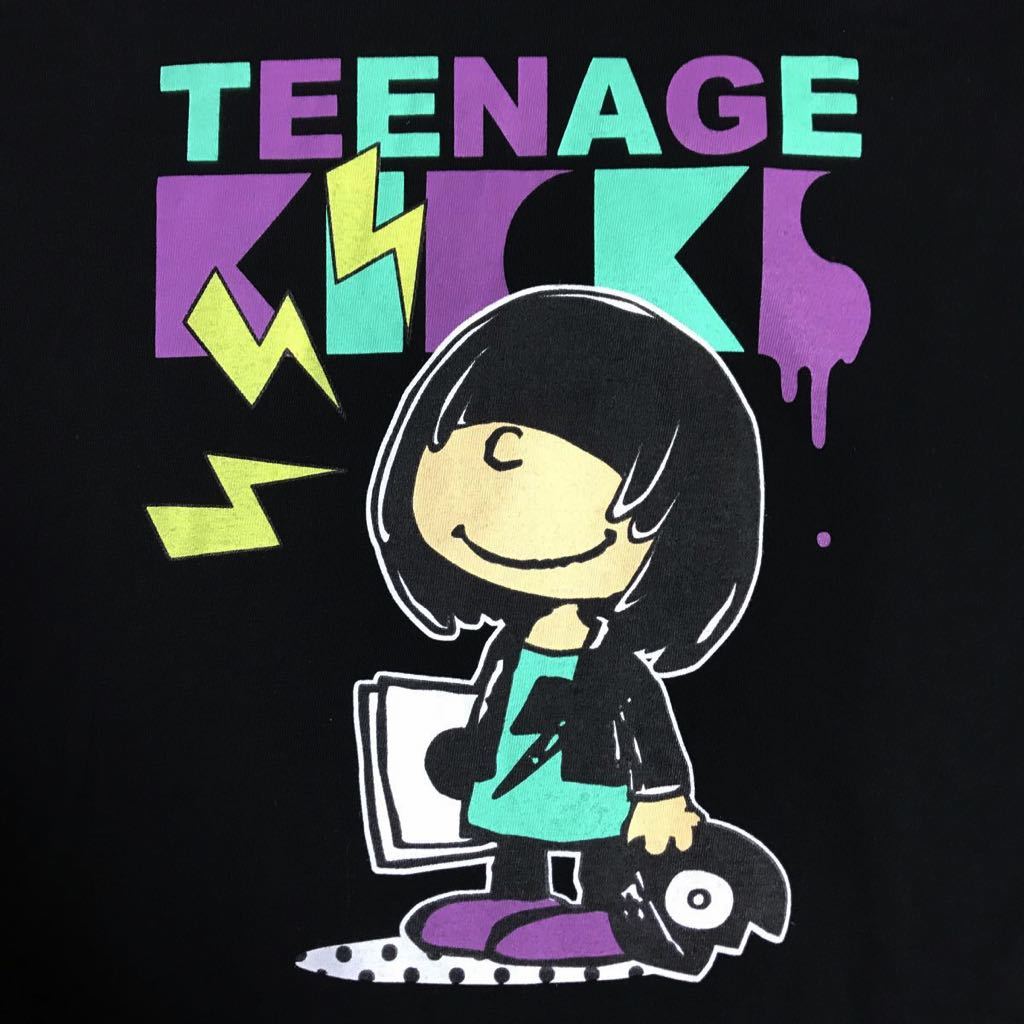 [即決古着]TEENAGE KICKS/PEANUTS(ピーナッツ)パロディTシャツ/バンドT/Vネック/ブラック/American Apparel製/Mサイズ/未使用/タグ付き_画像3